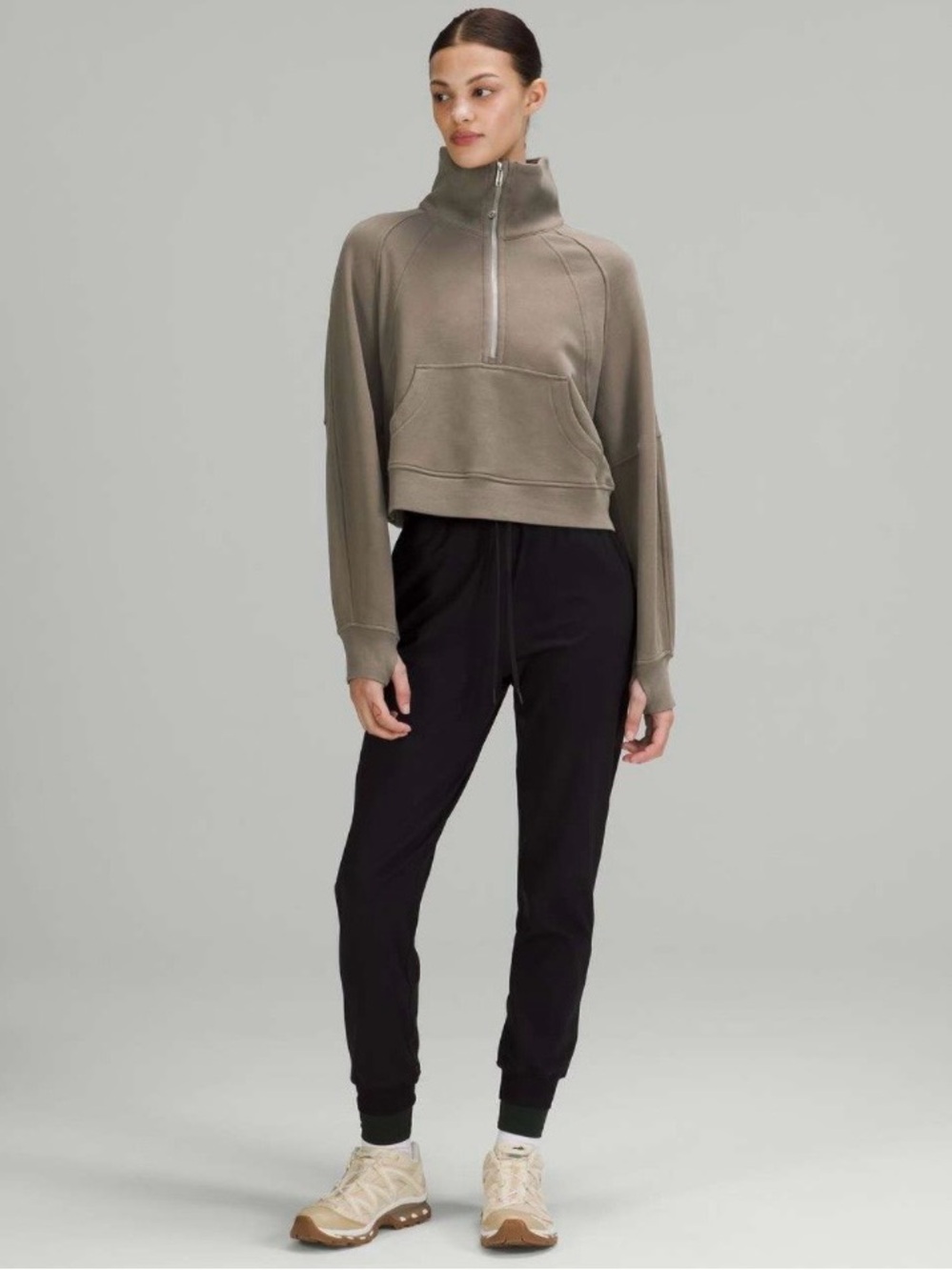 lululemon Scuba Oversized Funnel-Neck Half Zip Brown
